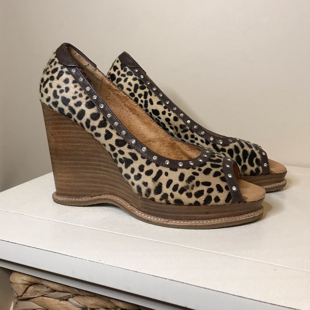 Yellow Box - Leopard Peep Toe Wedges